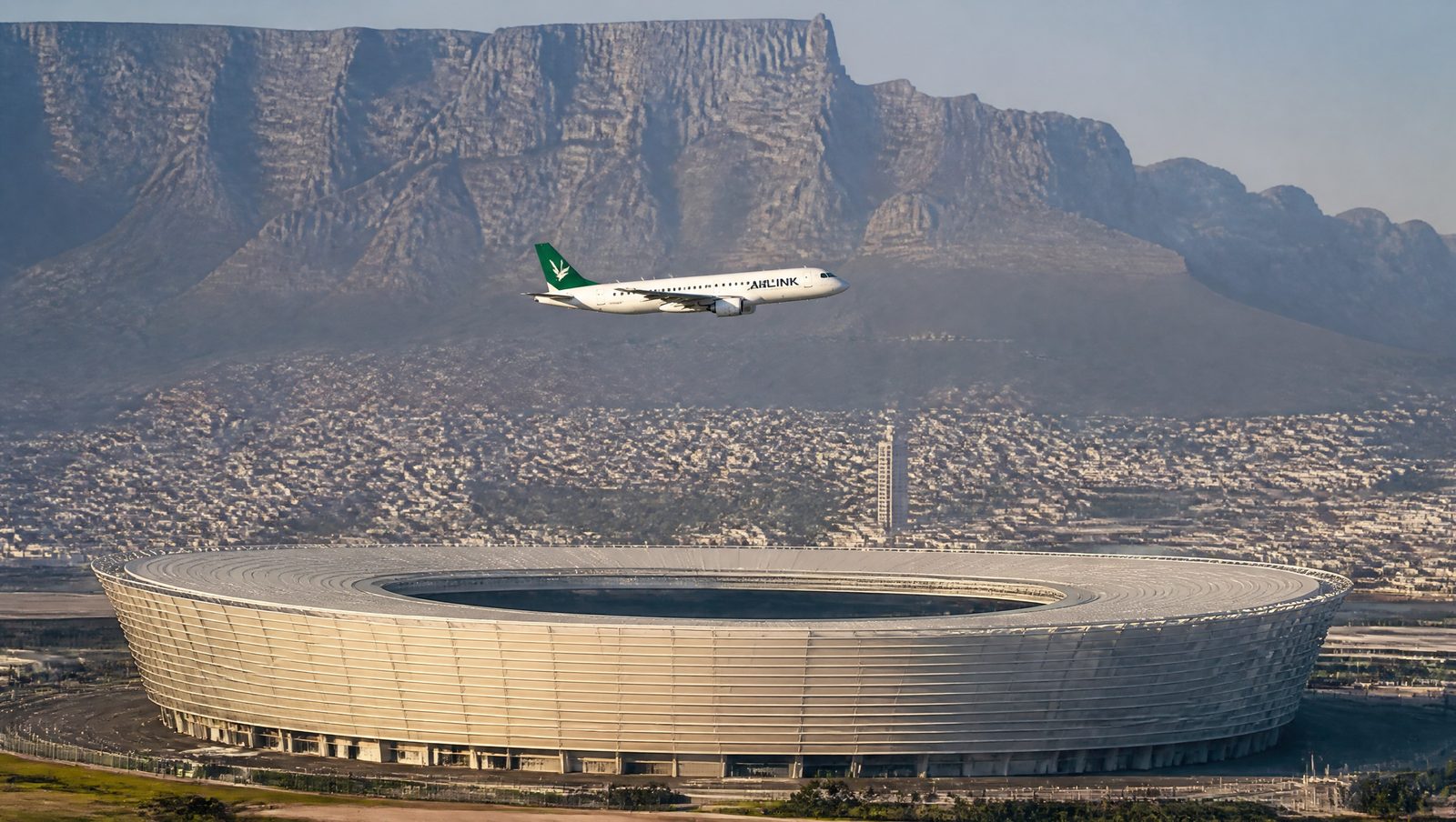 Airlink E-Jets Skim Cape Town Stadium In Flyover