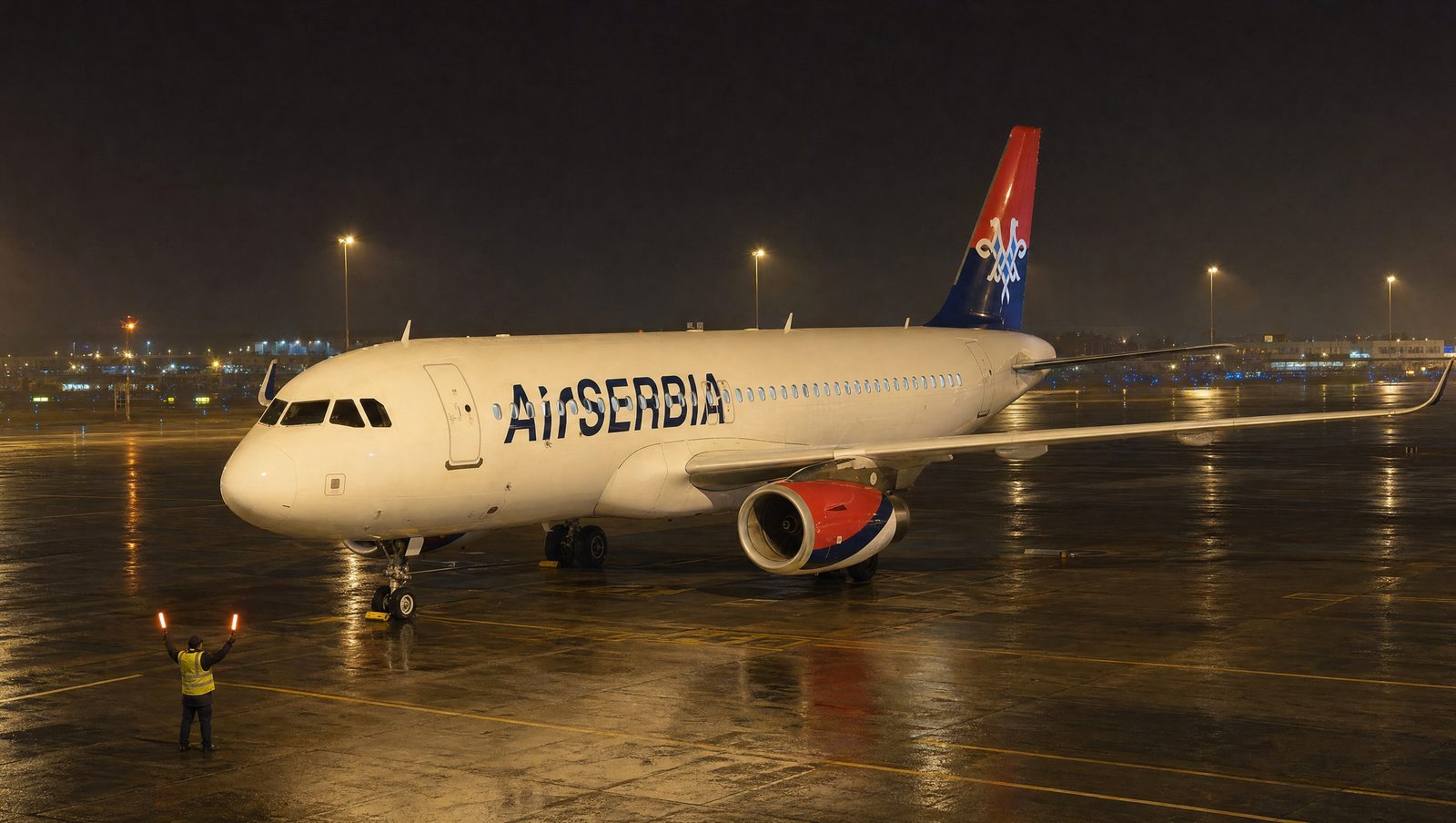 easyJet Jet's Sharklet Clips Parked Air Serbia A320 at Paris CDG