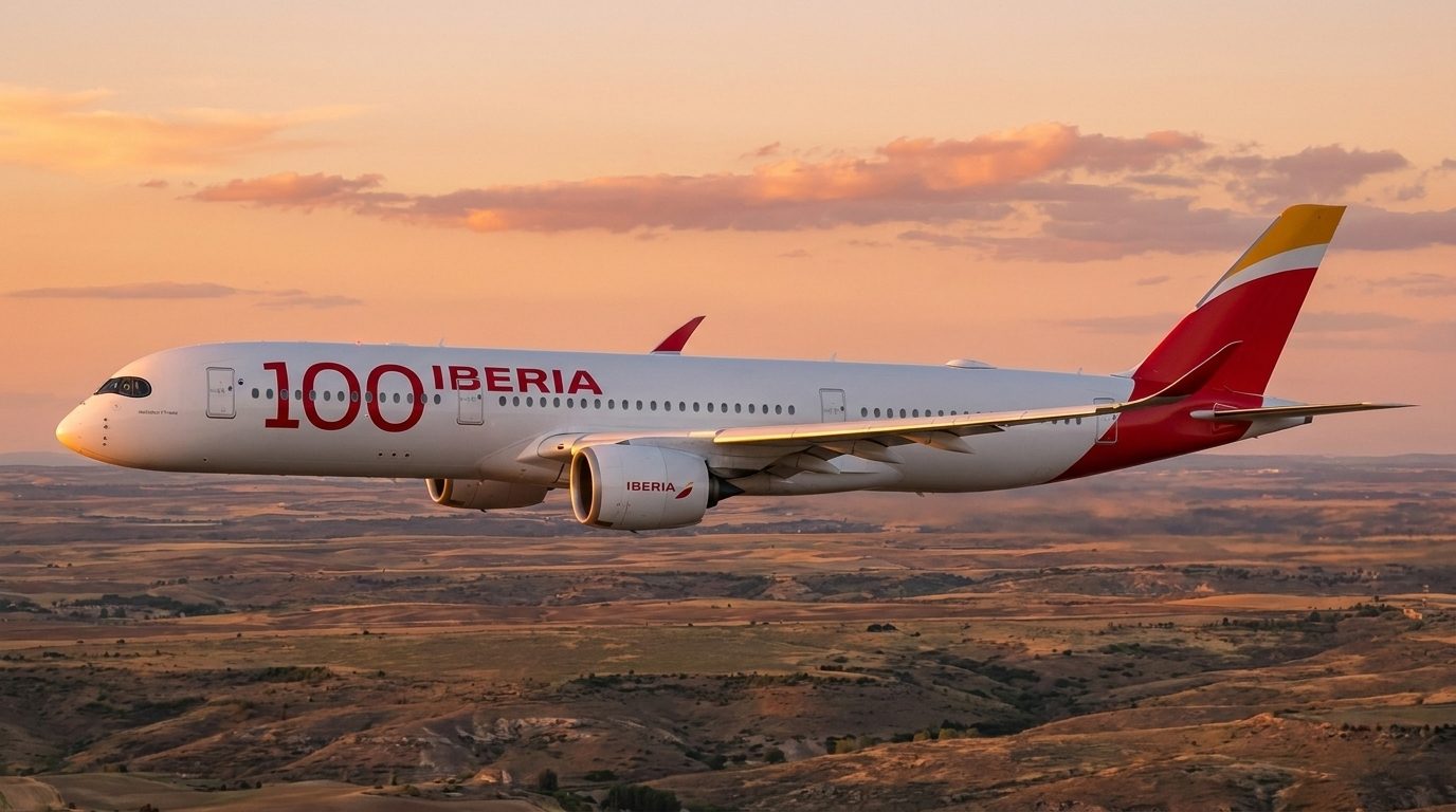Iberia Unveils Airbus A350-900 Centenary Livery With Red 100 Titles Ahead of June 2027